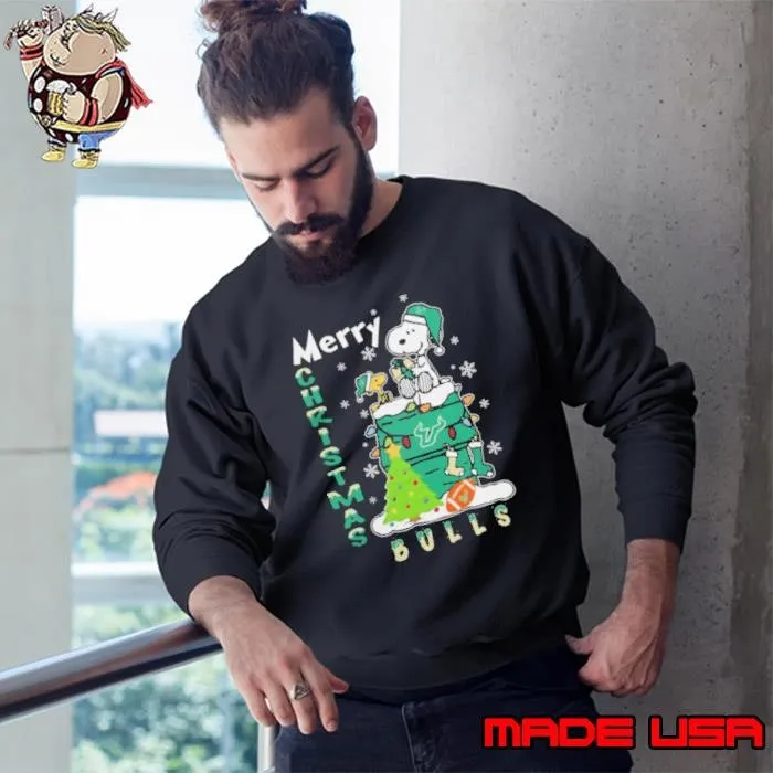 South Florida Bulls Snoopy And Woodstock Merry Christmas Sweatshirt