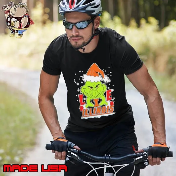 The Grinch Love Heart 2024 Illinois Fighting Illini Football Christmas Unisex