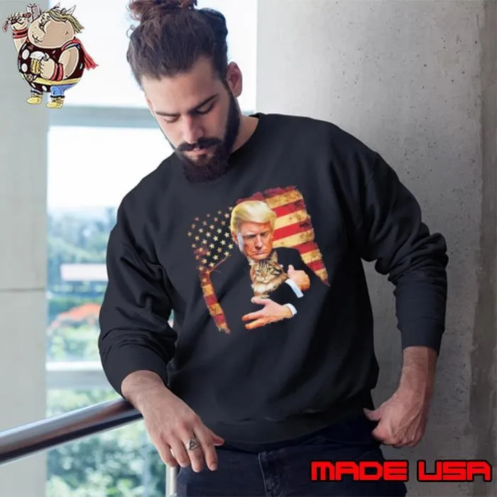 Trump Hugging an Orange Cat 2024 Sweatshirt