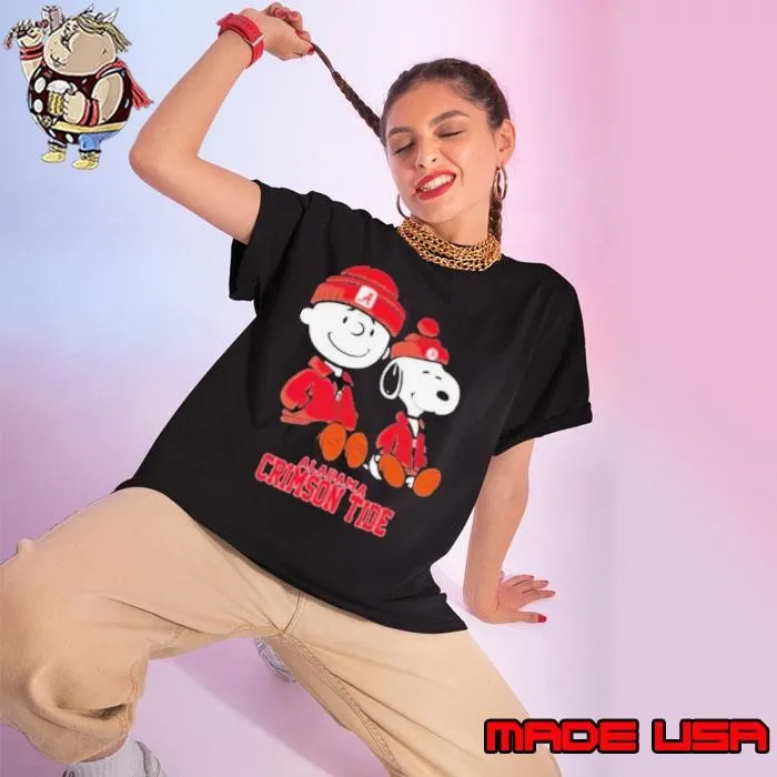 Charlie Brown And Snoopy Alabama Crimson Tider Ladies tee