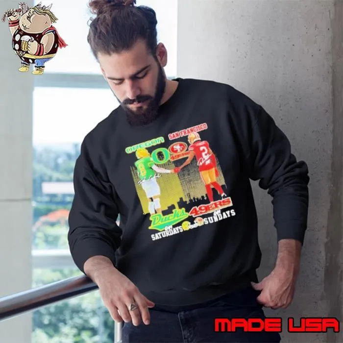 Dillon Gabriel Oregon Ducks On Saturdays X Deommodore Lenoir San Francisco 49ers On Sundays Sweatshirt