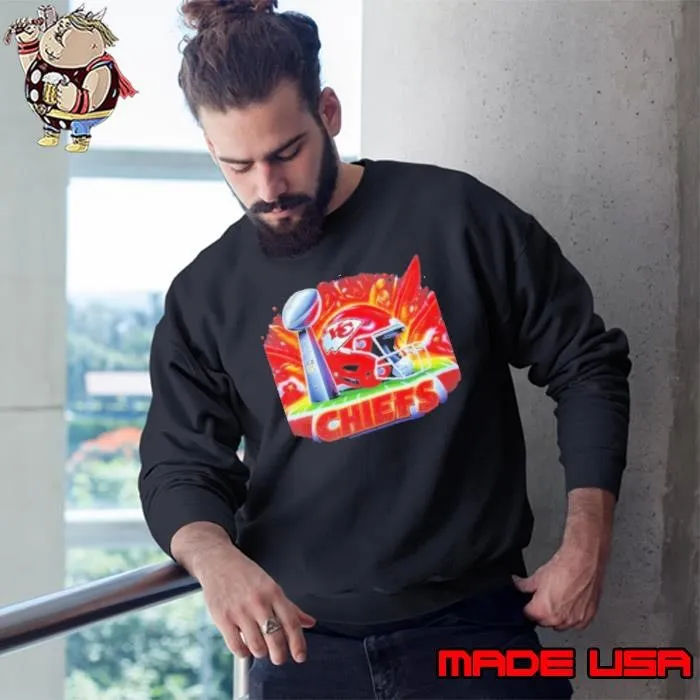 Kansas City Chiefs helmet and Super Bowl trophy Sweatshirt