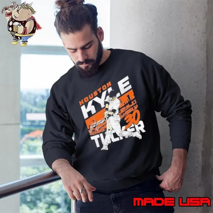 Kyle Tucker 30 Houston Astros Baseball slugger swing skyline signature Sweatshirt