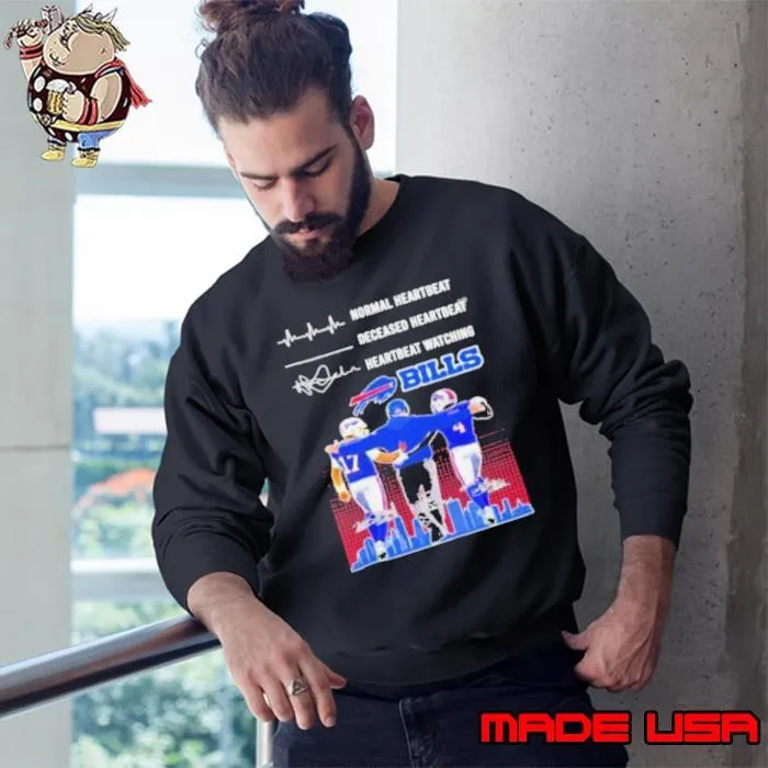 Normal Heartbeat Deceased Heartbeat Watch Buffalo Bills Allen, Cook and Sean McDermott Sweatshirt