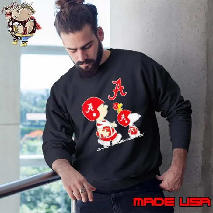 Peanuts Snoopy and Charlie Brown Alabama Crimson Tide College Football Sweatshirt