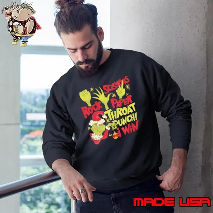 Rock Paper Scissors Throat Punch I Win Christmas Sweatshirt