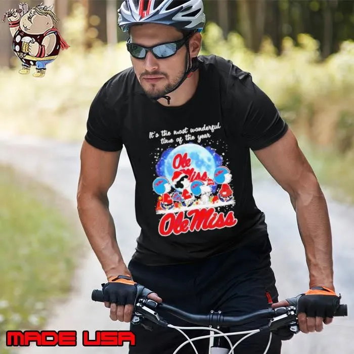 Snoopy Christmas Ole Miss Rebels the most wonderful time of the year shirt