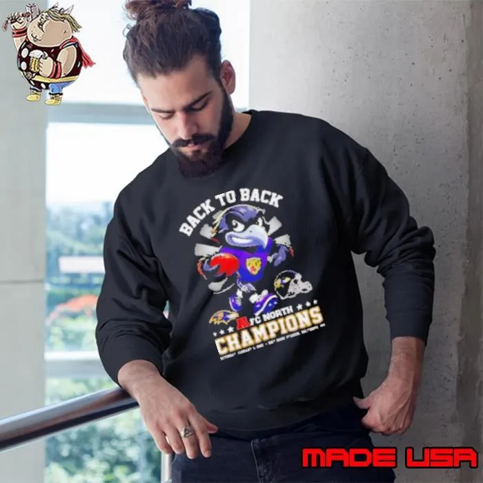 Back to back AFC North Champions Baltimore Ravens mascot Sweatshirt