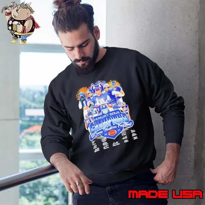 Fenway Bowl Champions UConn Huskies Football 2024 signatures Fan Favorite Sweatshirt