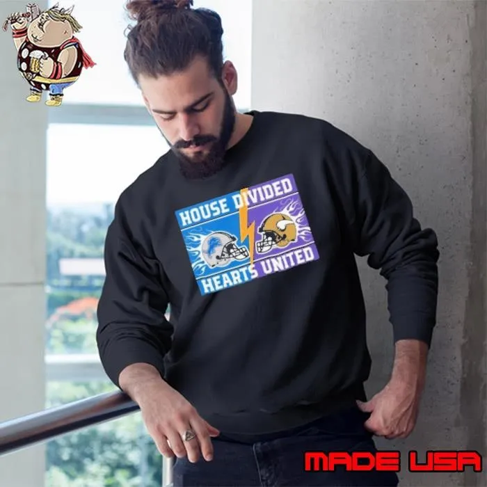 House Divided Detroit Lions Vs Minnesota Vikings Hearts United Sweatshirt
