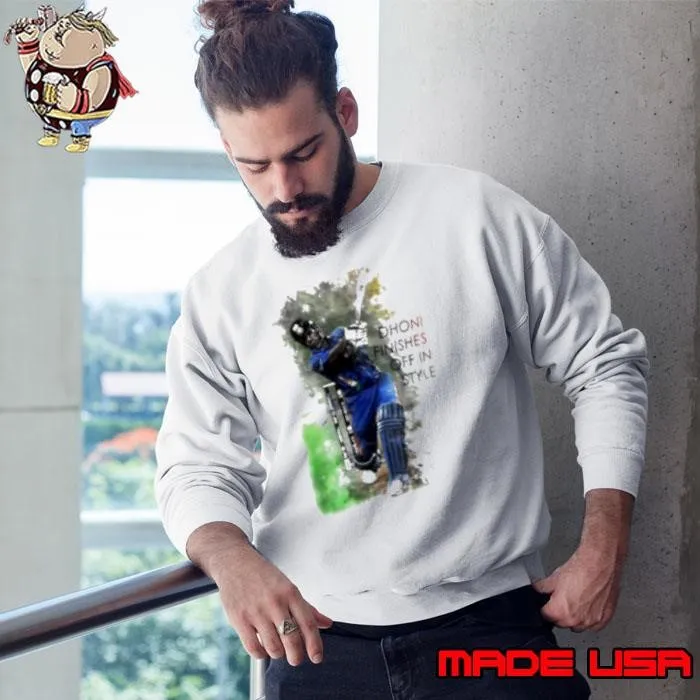 India National Cricket Team Dhoni Finishes Off In Style Sweatshirt