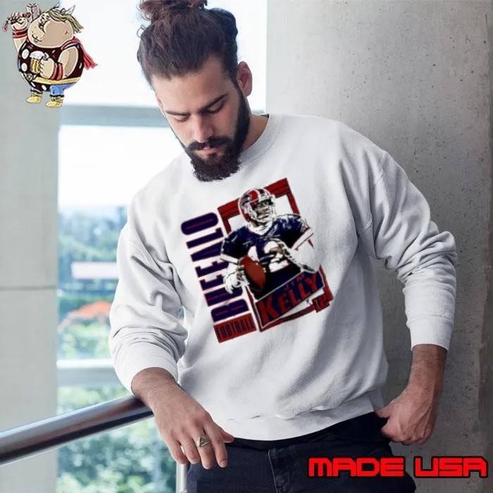 Jim Kelly Vintage Heather Royal 12 Buffalo Bills Sweatshirt