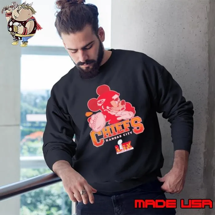Kansas City Chiefs Junk Food Disney Mickey QB Super Bowl Lix Sweatshirt