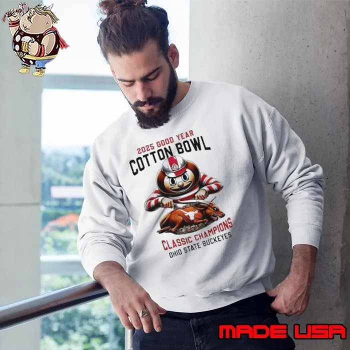Mascot Ohio State Buckeyes vs Texas Longhorn 2025 Good Year Cotton Bowl Classic Champions Fun Football Sweatshirt
