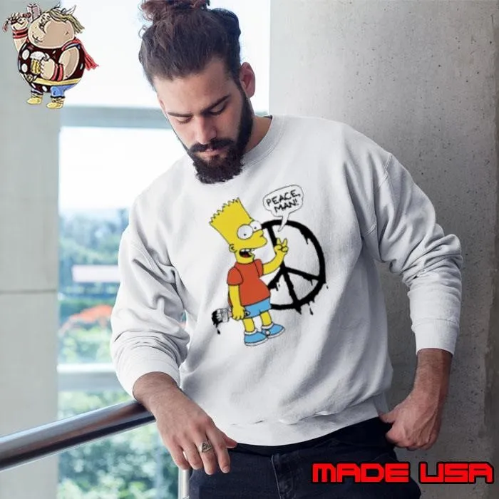 Bart Simpson Peace Man Cartoon Sweatshirt