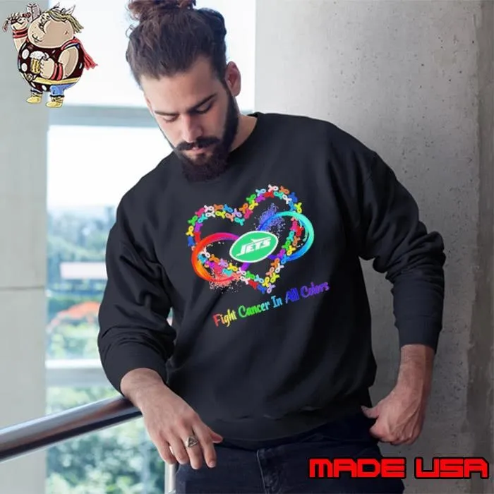 New York Jets Heart Fight Cancer in All Colors Sweatshirt
