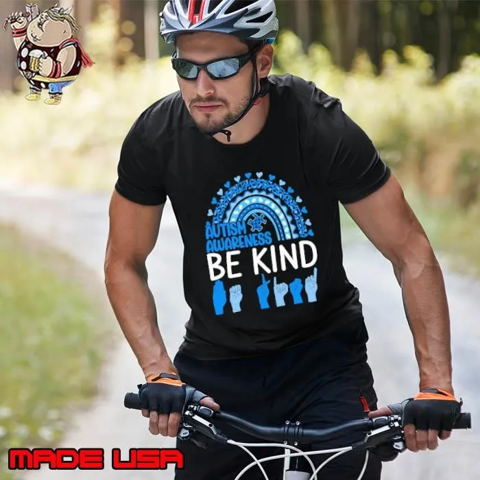 Be Kind Hand Sign Rainbow Leopard Autism Awareness Teachers Unisex