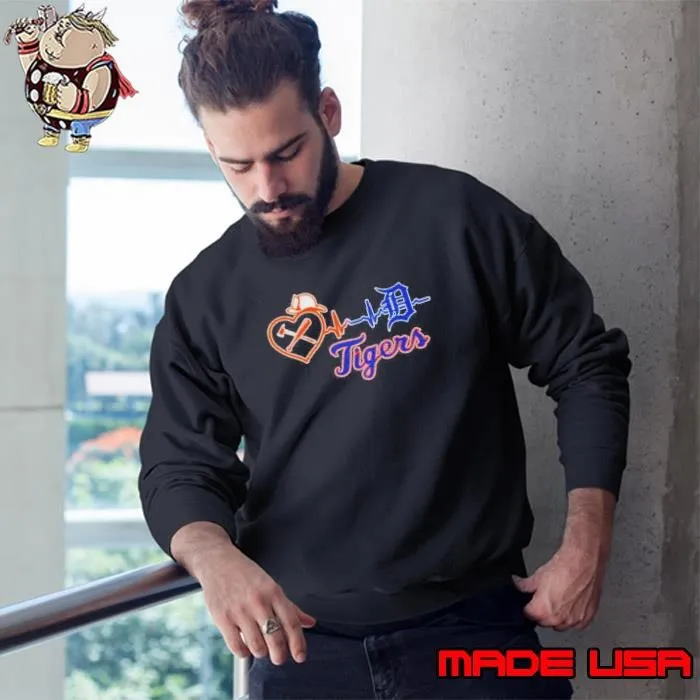 Firefighter Detroit Tigers Heartbeat Sweatshirt