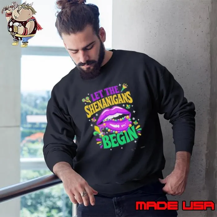 Let The Shenanigans Begin Mardi Gras Kiss Lips Women Sweatshirt