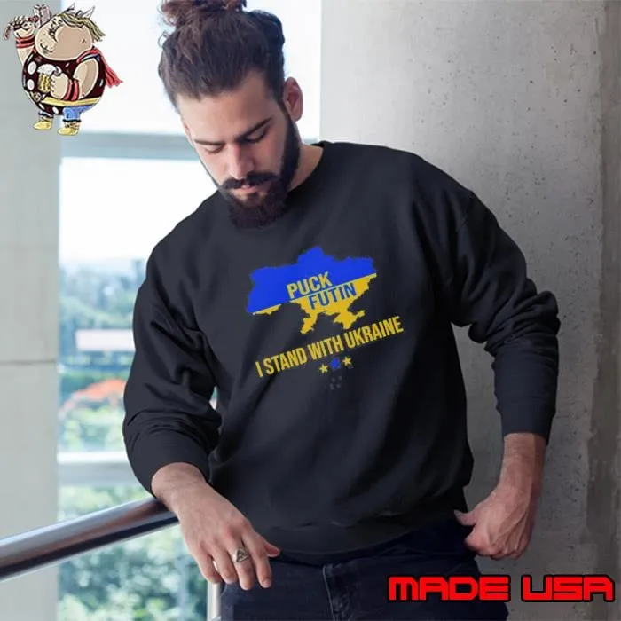 Nice Puck Futin I Stand With Ukraine Support Flag Sweatshirt