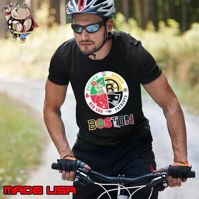 Boston four major sports teams circle emblem shirt