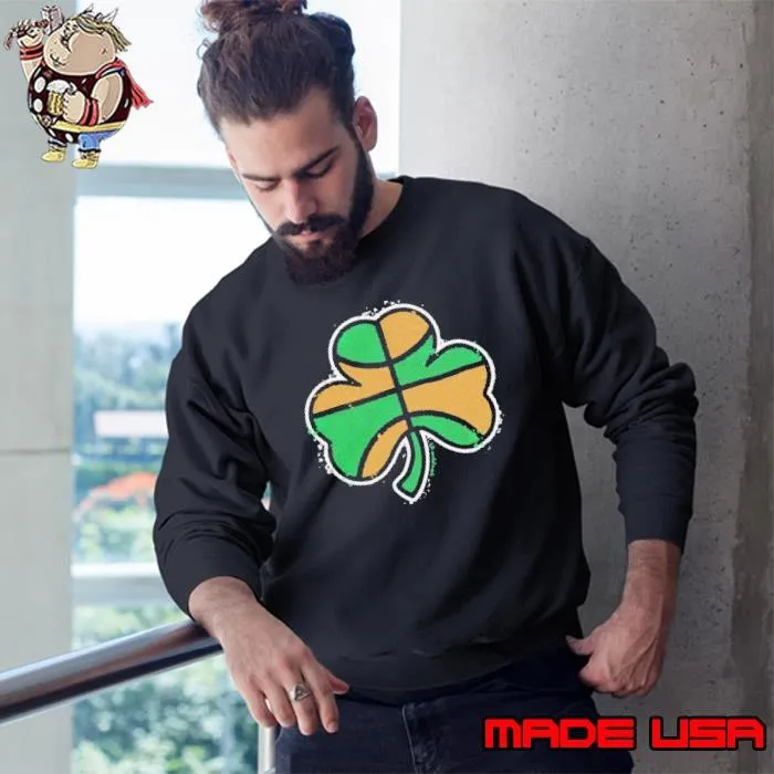 Green and gold basketball shamrock Boston Sweatshirt