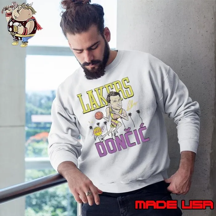 Lakers Doncic NBA Basketball Player Dribble Palms Caricature Signature Shirt