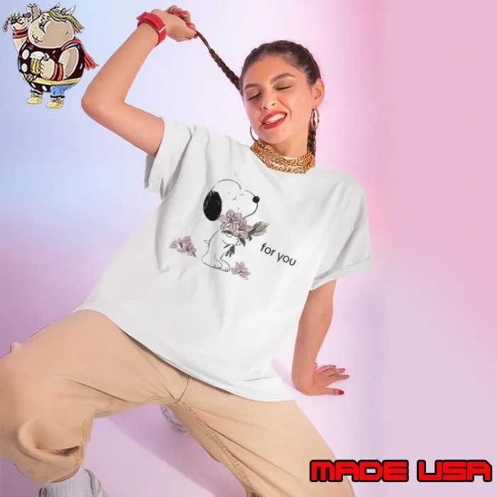 Snoopy Hug Flowers for you Ladies tee
