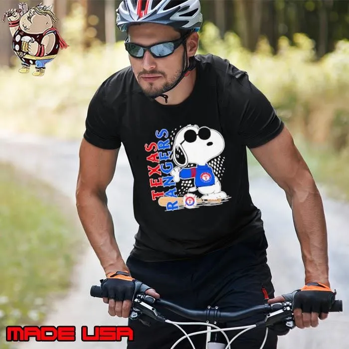 Snoopy pose Texas Rangers baseball shirt