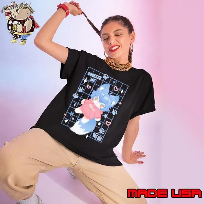Squeeze me wolf plush girls shirt