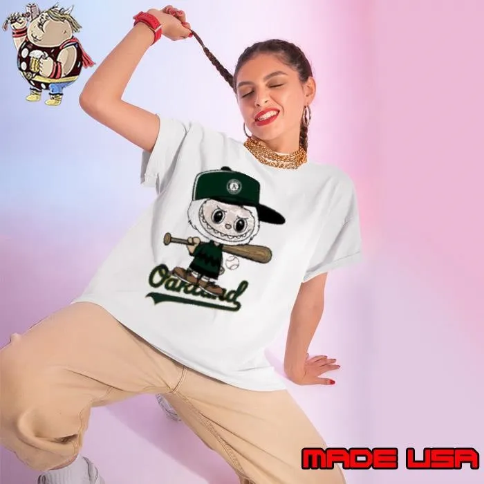 Labubu Charlie Brown Oakland Athletics Ladies tee