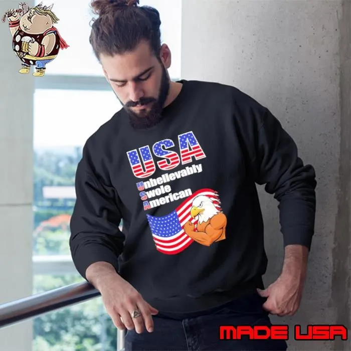 USA unbelievably swole American flag Eagle shirt