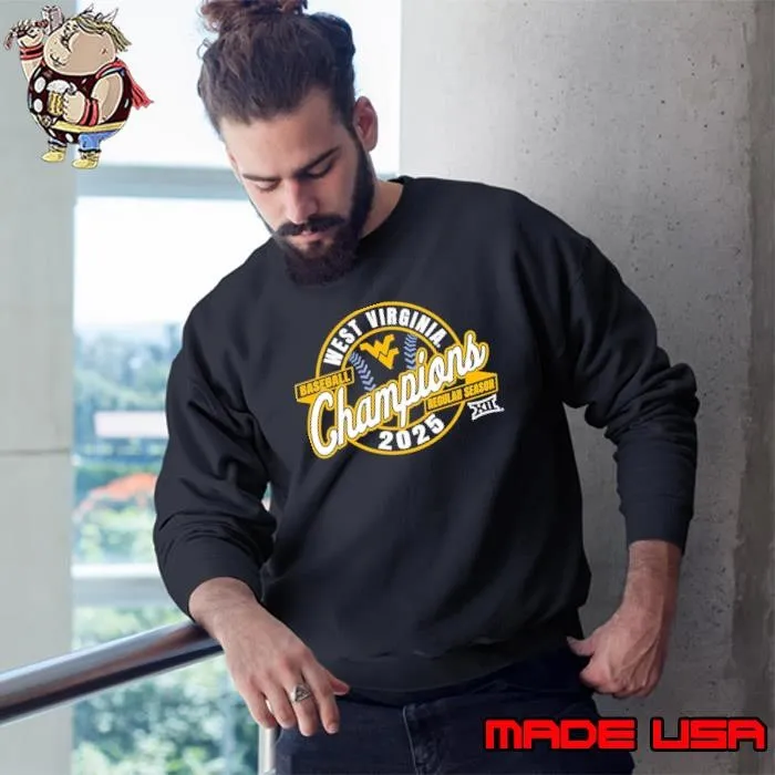 West Virginia Mountaineers 2025 Big 12 baseball Regular season Champions logo Sweatshirt