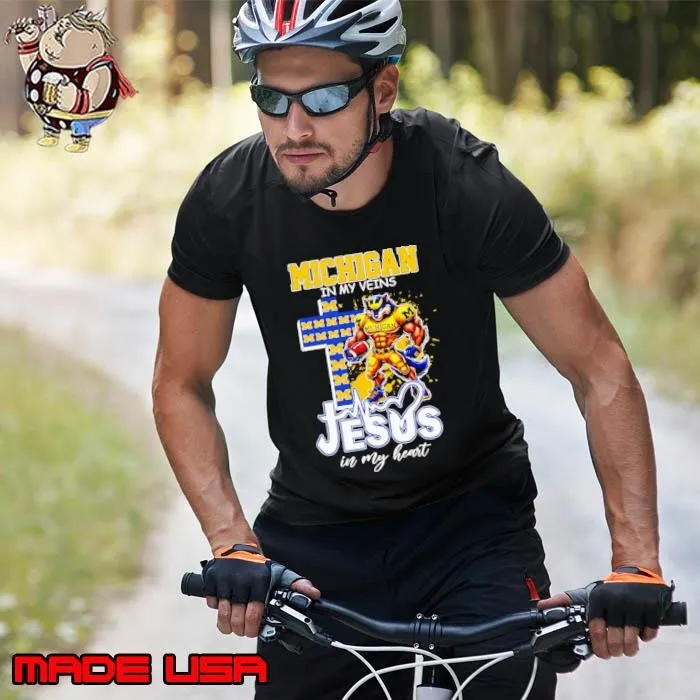 Michigan in my veins Jesus in my heart mascot Unisex