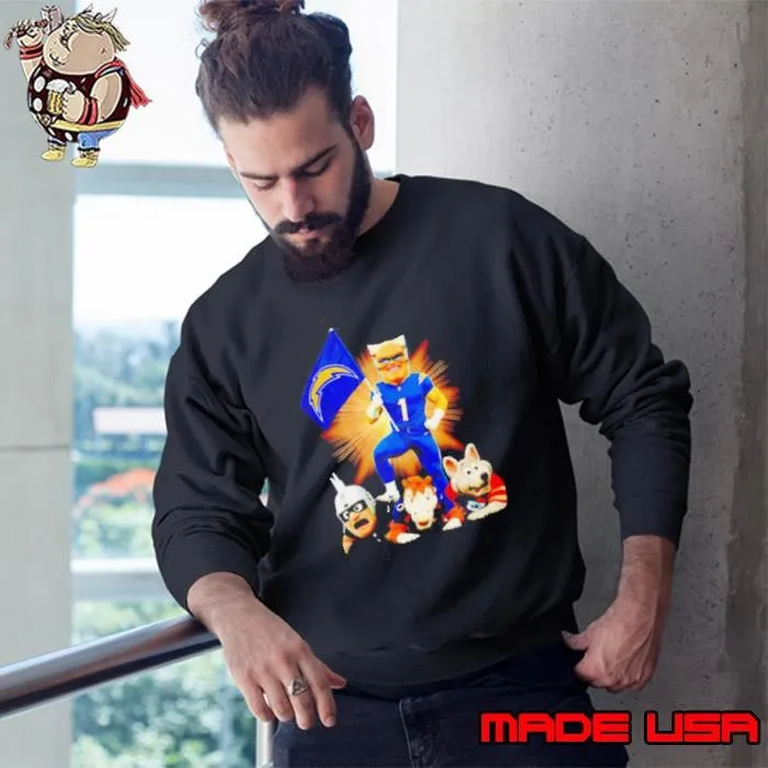 Los Angeles Chargers mascot standing with flag Sweatshirt