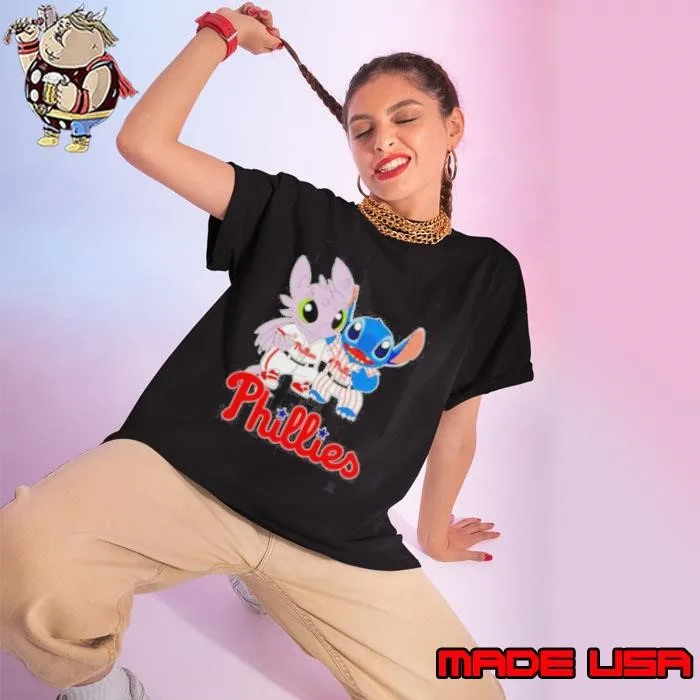 Toothless Night Fury and Stitch Philadelphia Phillies shirt