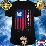 American sew mask seamstress shirt