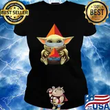 Baby Yoda hug Citgo mask s Ladies tee