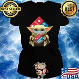 Baby Yoda hug Domino's Pizza mask s Ladies tee