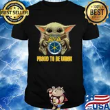 Baby Yoda hug International Brotherhood of Teamsters proud to be Union shirt