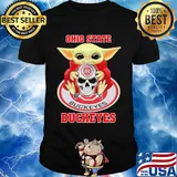 Baby yoda hug skull ohio state buckeyes shirt