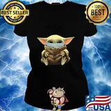 Baby Yoda mask hug CNA s Ladies tee