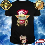 Baby Yoda mask hug Dr Pepper est.1885 shirt