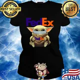 Baby Yoda mask hug Fedex s Ladies tee