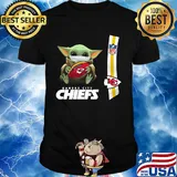 Baby yoda mask hug kansas city chiefs ball NFL shirt