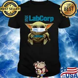 Baby Yoda mask hug Labcorp shirt