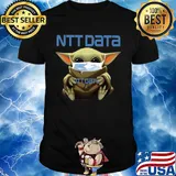 Baby Yoda mask hug NTT Data shirt