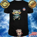 Baby yoda mask hug philadelphia eagles ball NFL shirt