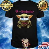 Baby Yoda mask hug T Systems shirt