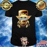Baby Yoda mask hug UPS shirt